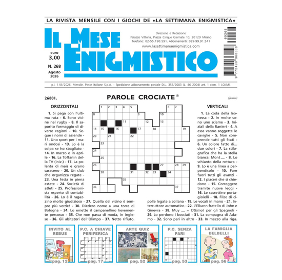 Immagine di IL MESE ENIGMISTICO N.268 AGOSTO 2026 (solo in Italia)
